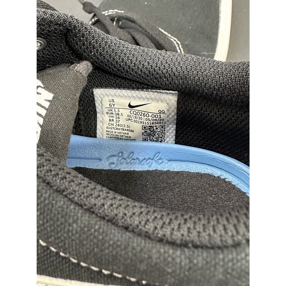 Nike Low Top Size 6Y SB Charge Canvas Contrast Stitching Black White Tennis Shoe - Picture 5 of 6